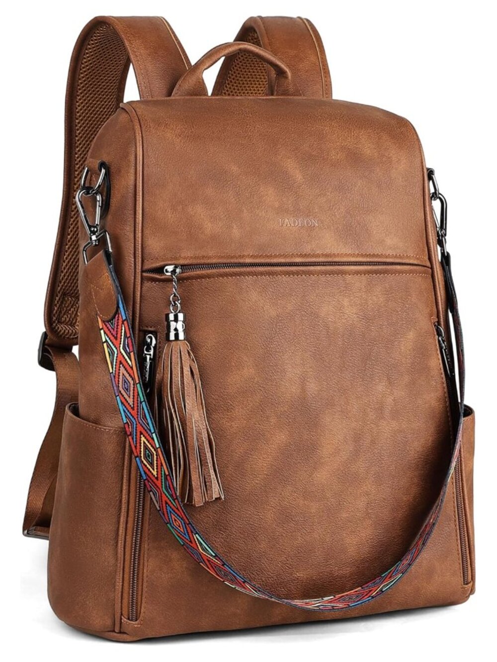 Faux Leather Laptop Backpack Women Convertible 15.6 Waterproof Travel Work Bag